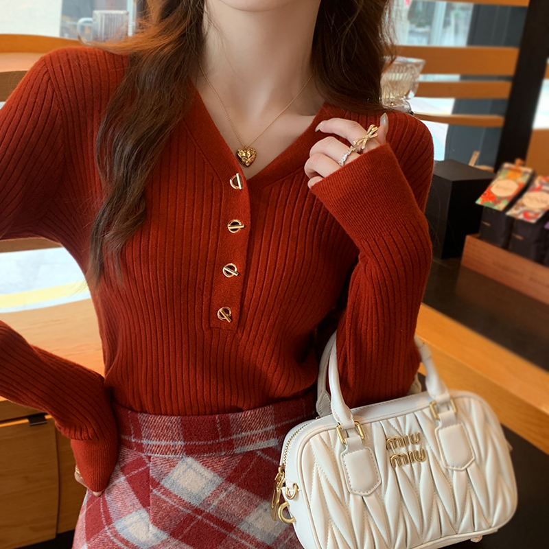 毛衣女秋冬2024新款超好看打底衫内搭高级感上衣新款针织衫包芯纱